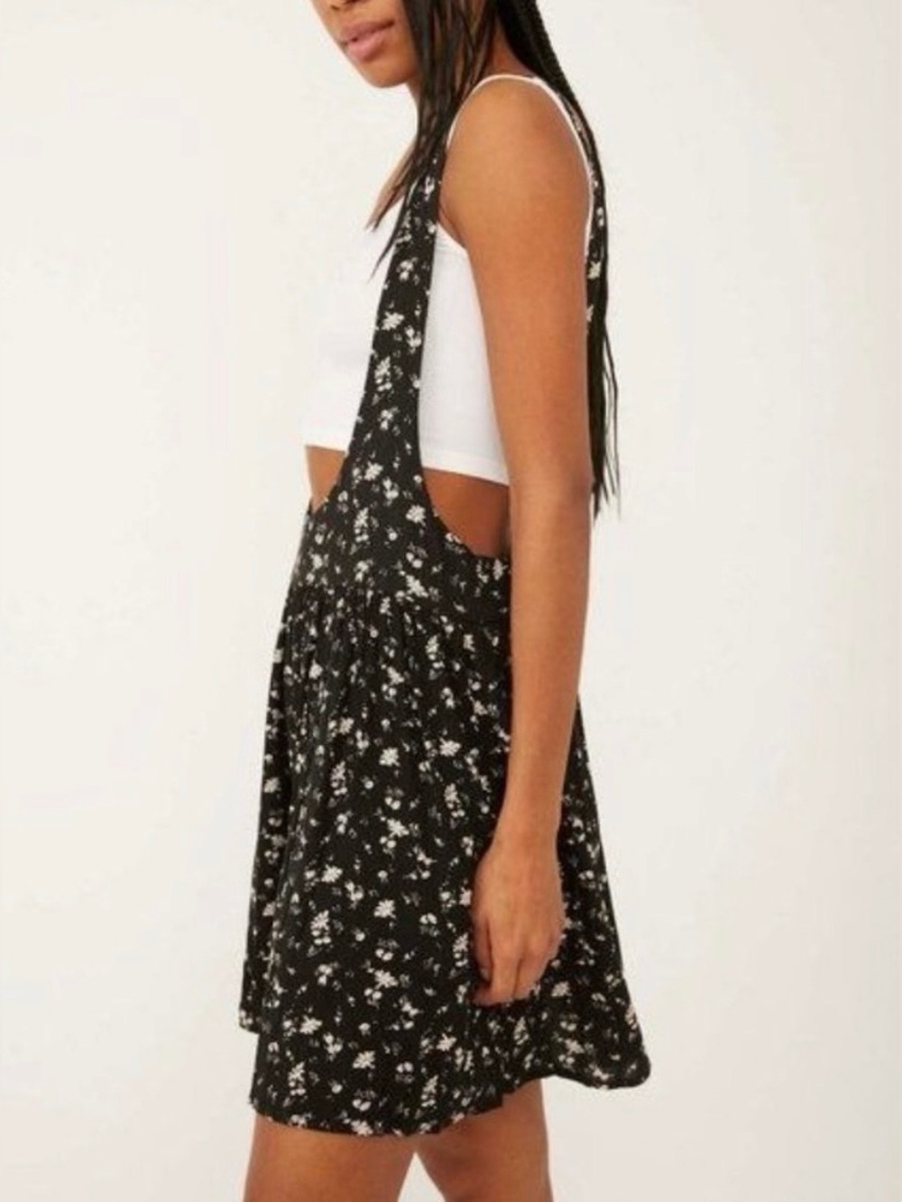 Free People Saturday Scooped Romper Dress in Black Combo Size XL Boho Summer - Picture 2 of 14